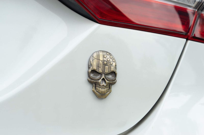Fsforcar 3D Skull Devil Death USA Flag Metal Car Motorcycle Emblem Badge Sticker Decal - Image 5